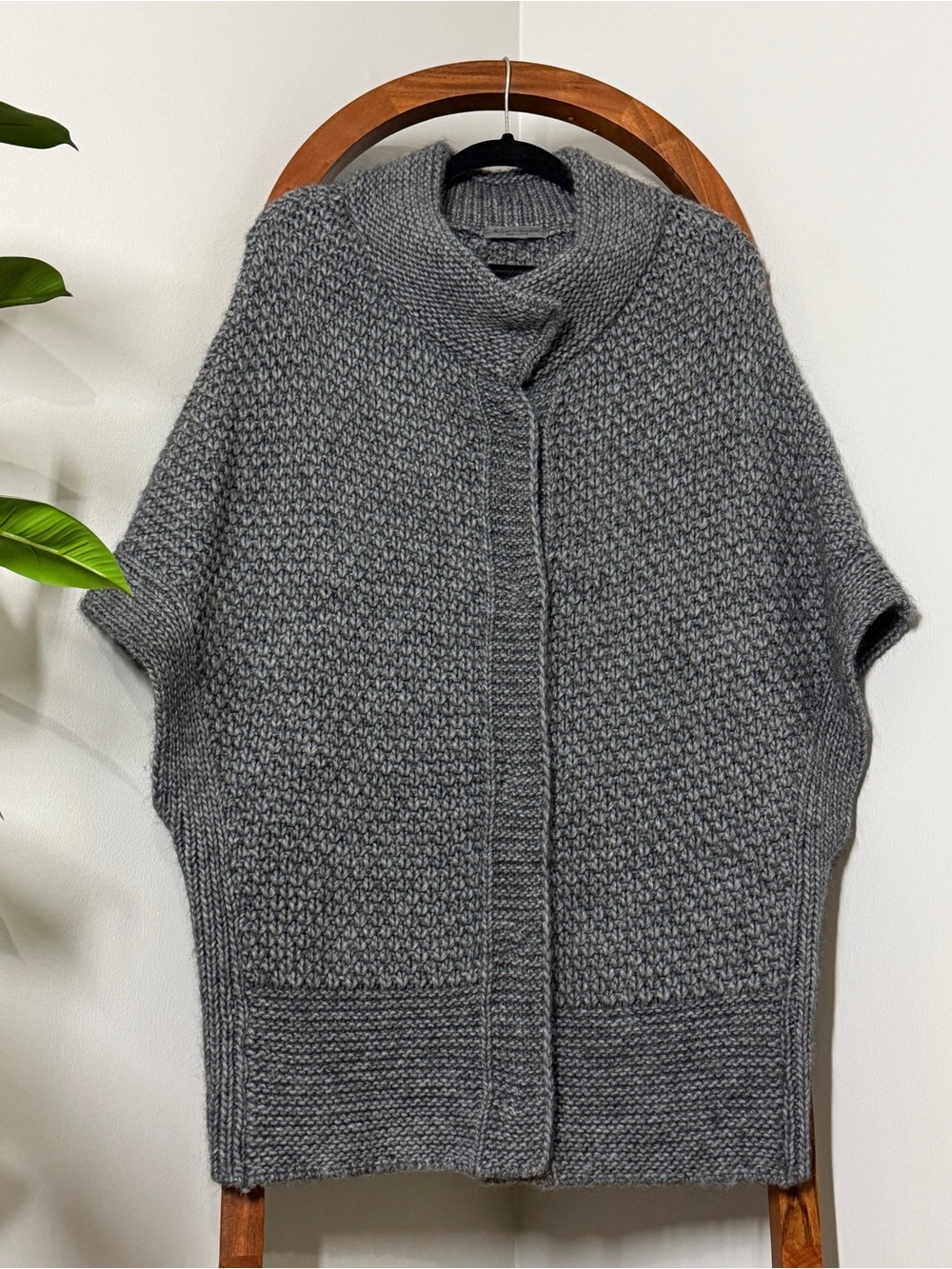 Elsamanda LARGE Gray Wool Alpaca Kimono Sleeve Cardigan Sweater Made in Italy